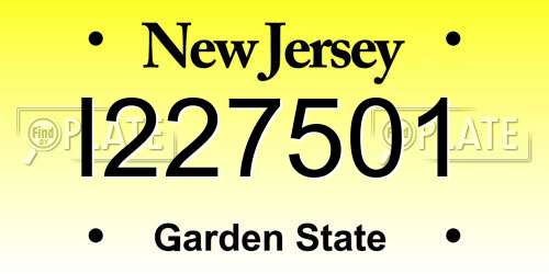 I227501 New Jersey License Plate