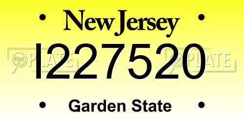 I227520 New Jersey License Plate