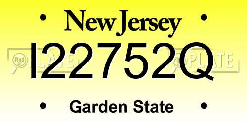 I22752Q New Jersey License Plate