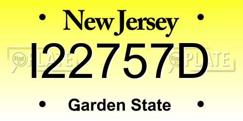 I22757D New Jersey License Plate