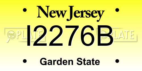 I2276B New Jersey License Plate
