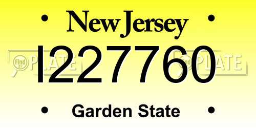 I227760 New Jersey License Plate