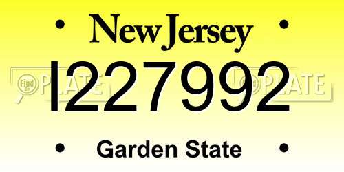 I227992 New Jersey License Plate