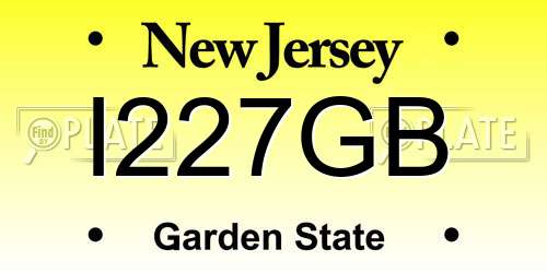 I227GB New Jersey License Plate
