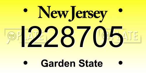 I228705 New Jersey License Plate
