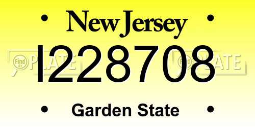 I228708 New Jersey License Plate