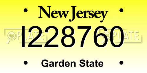 I228760 New Jersey License Plate