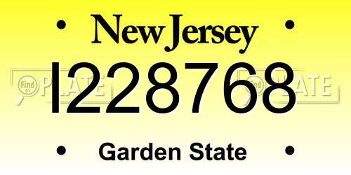 I228768 New Jersey License Plate