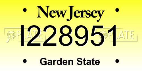 I228951 New Jersey License Plate