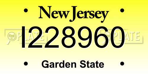 I228960 New Jersey License Plate