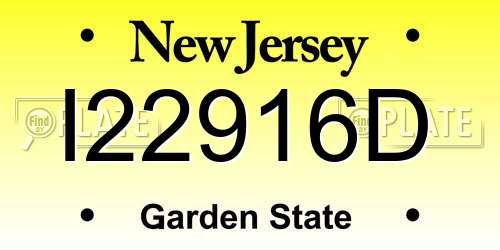 I22916D New Jersey License Plate