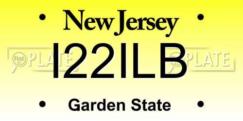 I22ILB New Jersey License Plate