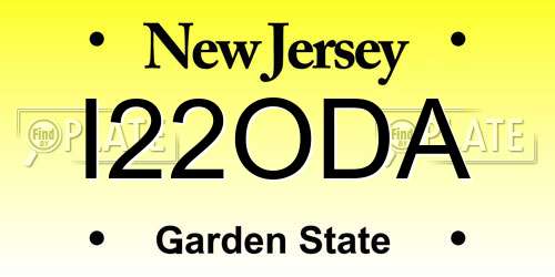 I22ODA New Jersey License Plate