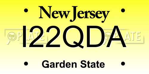 I22QDA New Jersey License Plate