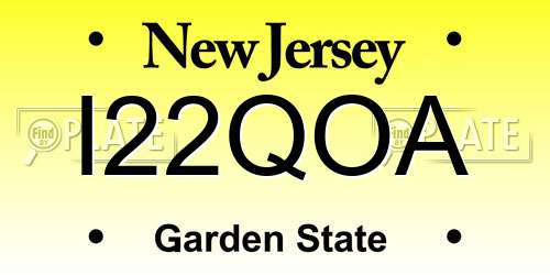 I22QOA New Jersey License Plate