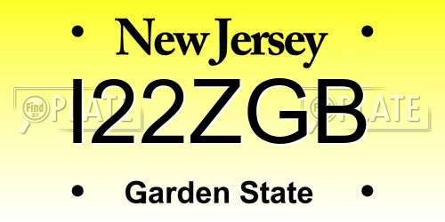 I22ZGB New Jersey License Plate