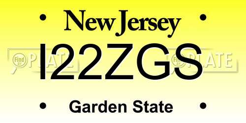 I22ZGS New Jersey License Plate