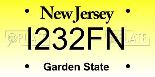 I232FN New Jersey License Plate
