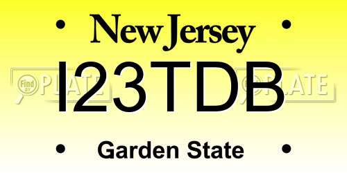 I23TDB New Jersey License Plate