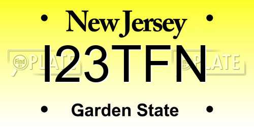 I23TFN New Jersey License Plate