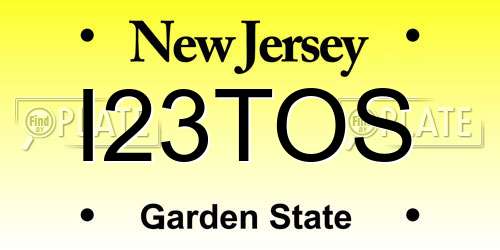 I23TOS New Jersey License Plate