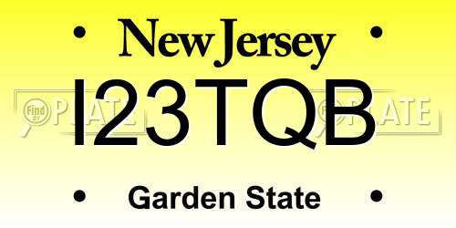 I23TQB New Jersey License Plate