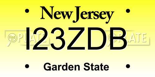 I23ZDB New Jersey License Plate