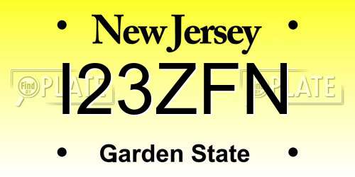 I23ZFN New Jersey License Plate