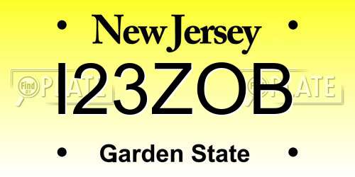 I23ZOB New Jersey License Plate