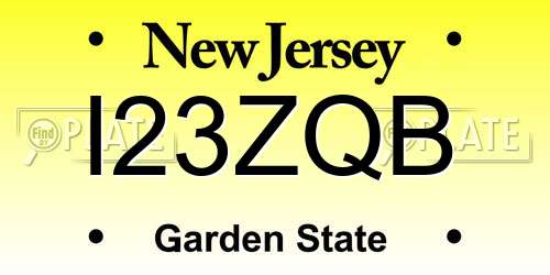 I23ZQB New Jersey License Plate