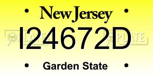I24672D New Jersey License Plate
