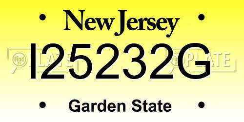 I25232G New Jersey License Plate