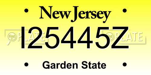 I25445Z New Jersey License Plate