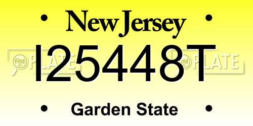 I25448T New Jersey License Plate
