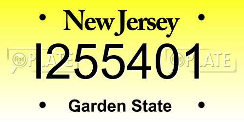 I255401 New Jersey License Plate