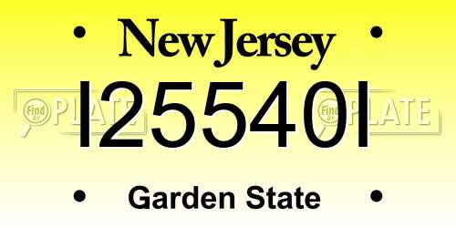 I25540I New Jersey License Plate