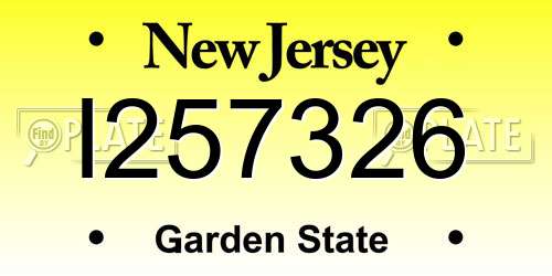 I257326 New Jersey License Plate