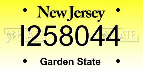 I258044 New Jersey License Plate