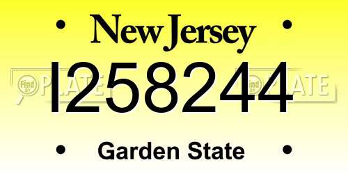 I258244 New Jersey License Plate