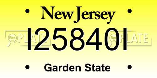 I25840I New Jersey License Plate