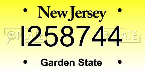 I258744 New Jersey License Plate