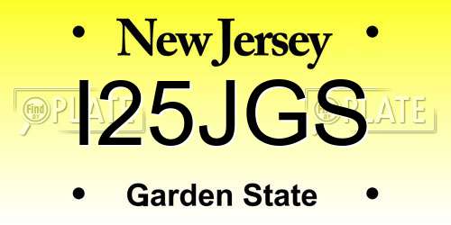 I25JGS New Jersey License Plate