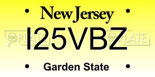 I25VBZ New Jersey License Plate