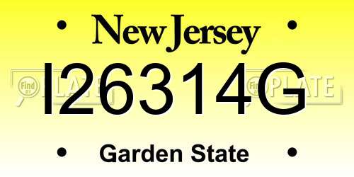 I26314G New Jersey License Plate