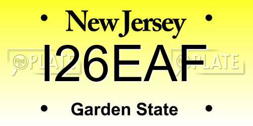 I26EAF New Jersey License Plate