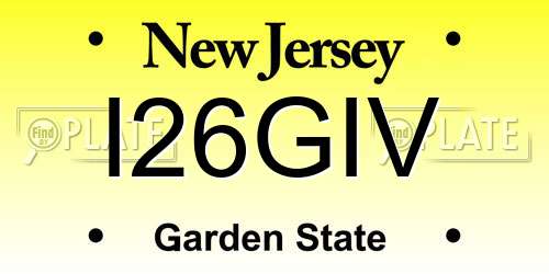 I26GIV New Jersey License Plate