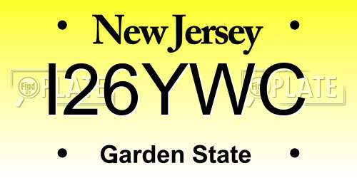 I26YWC New Jersey License Plate