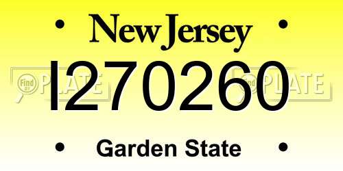 I270260 New Jersey License Plate