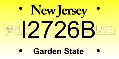 I2726B New Jersey License Plate