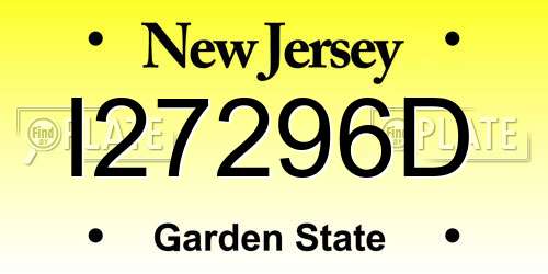 I27296D New Jersey License Plate